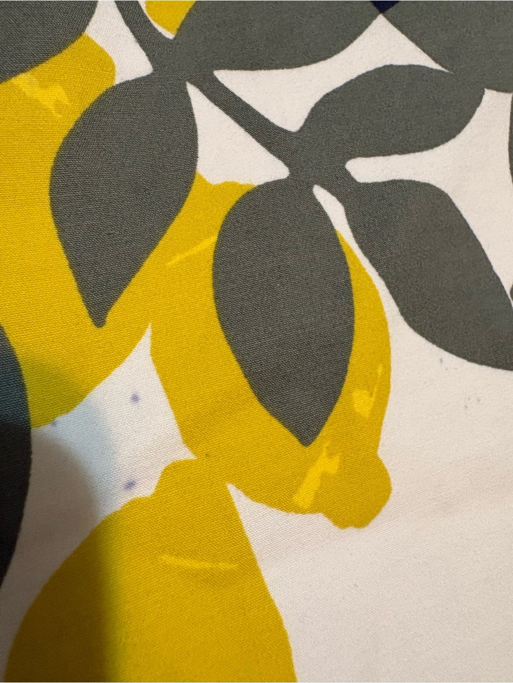 Boden White Cropped Pants with Bright Lemons and Olive / Navy Leaf Print - Picture 11 of 15